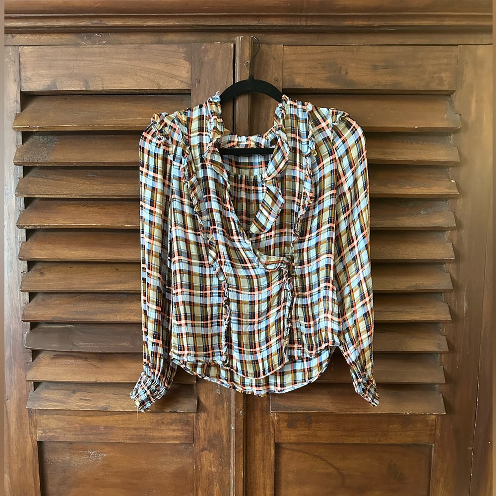 Maeve Plaid Ruffle Blouse